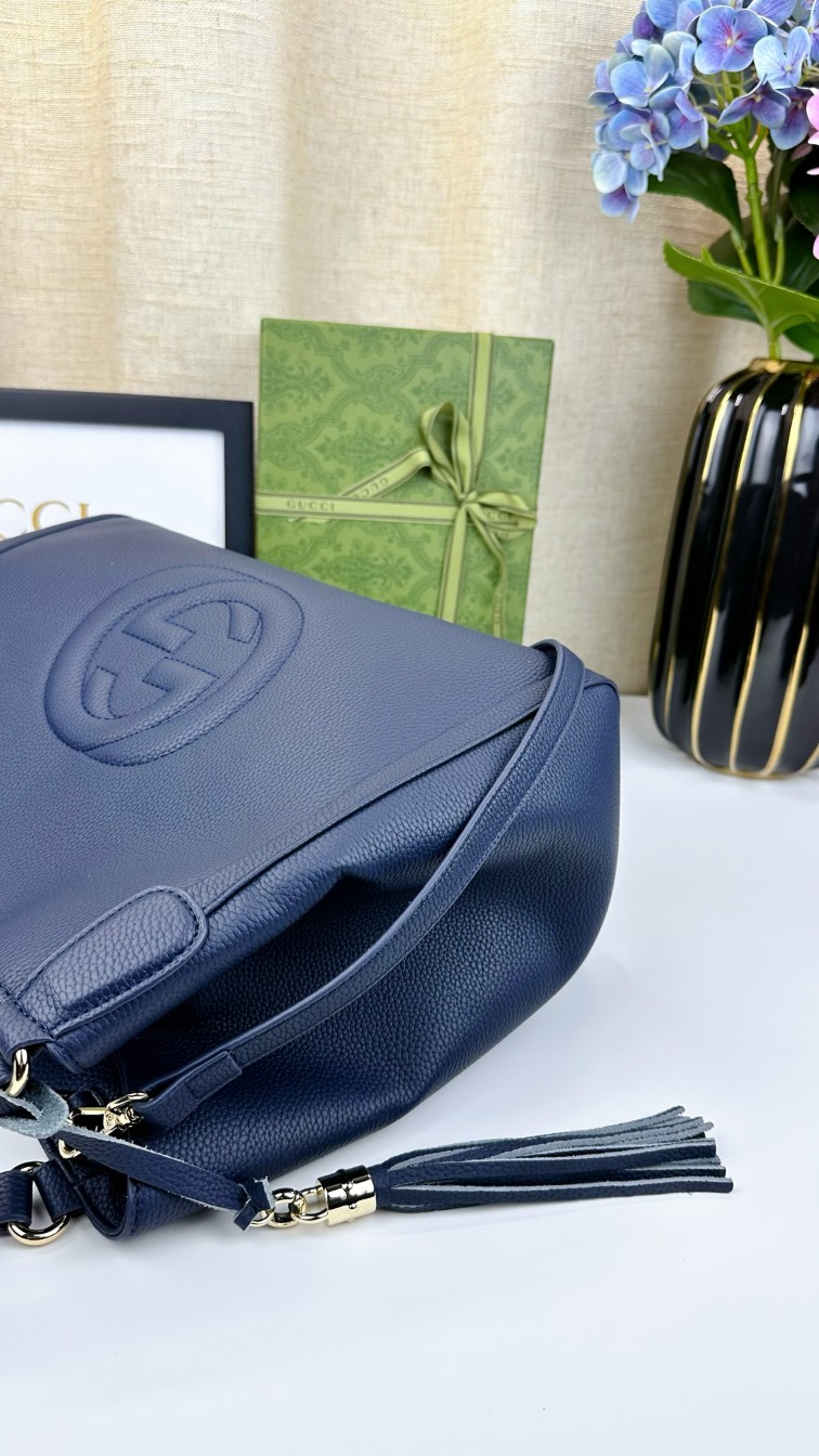 G家 经典款式手提斜挎两用手袋 深蓝色 休闲时尚