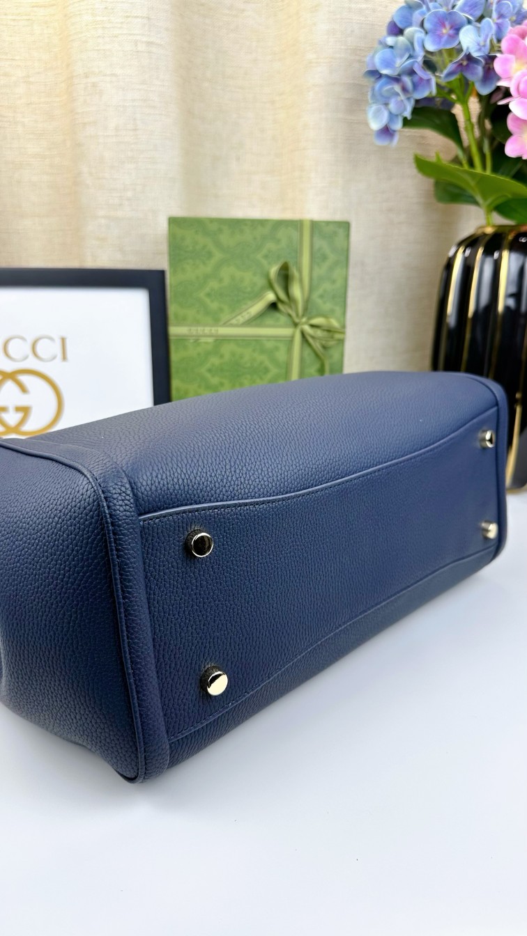 G家 经典款式手提斜挎两用手袋 深蓝色 休闲时尚