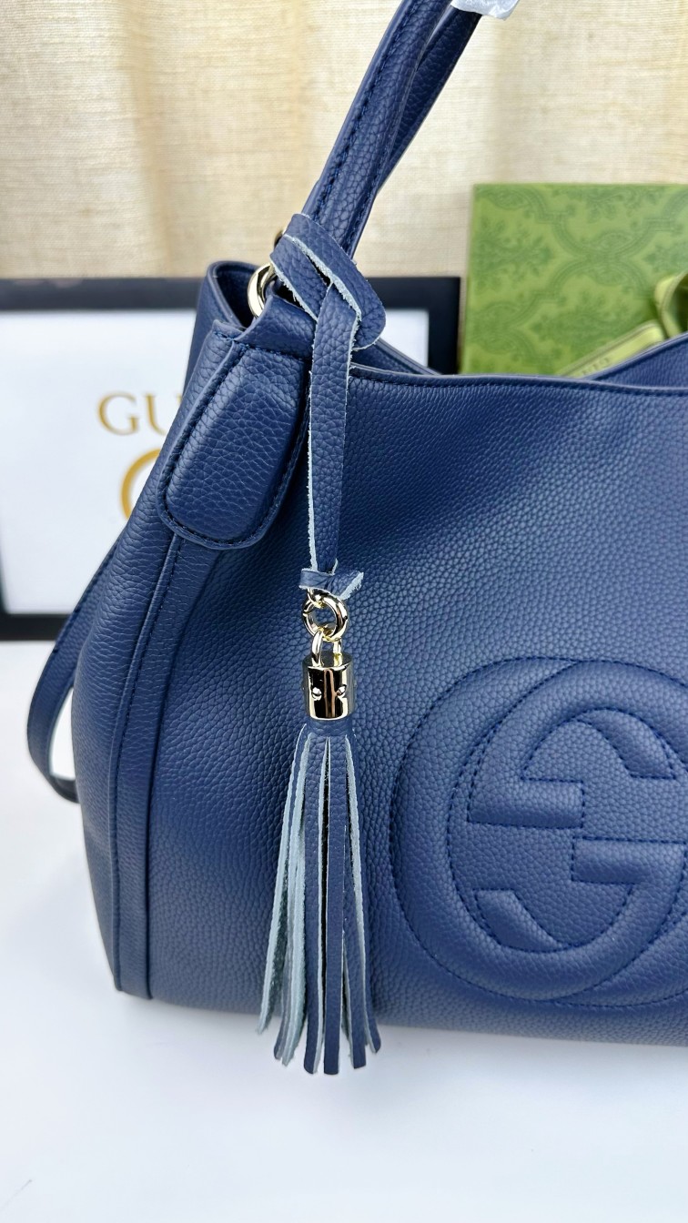 G家 经典款式手提斜挎两用手袋 深蓝色 休闲时尚