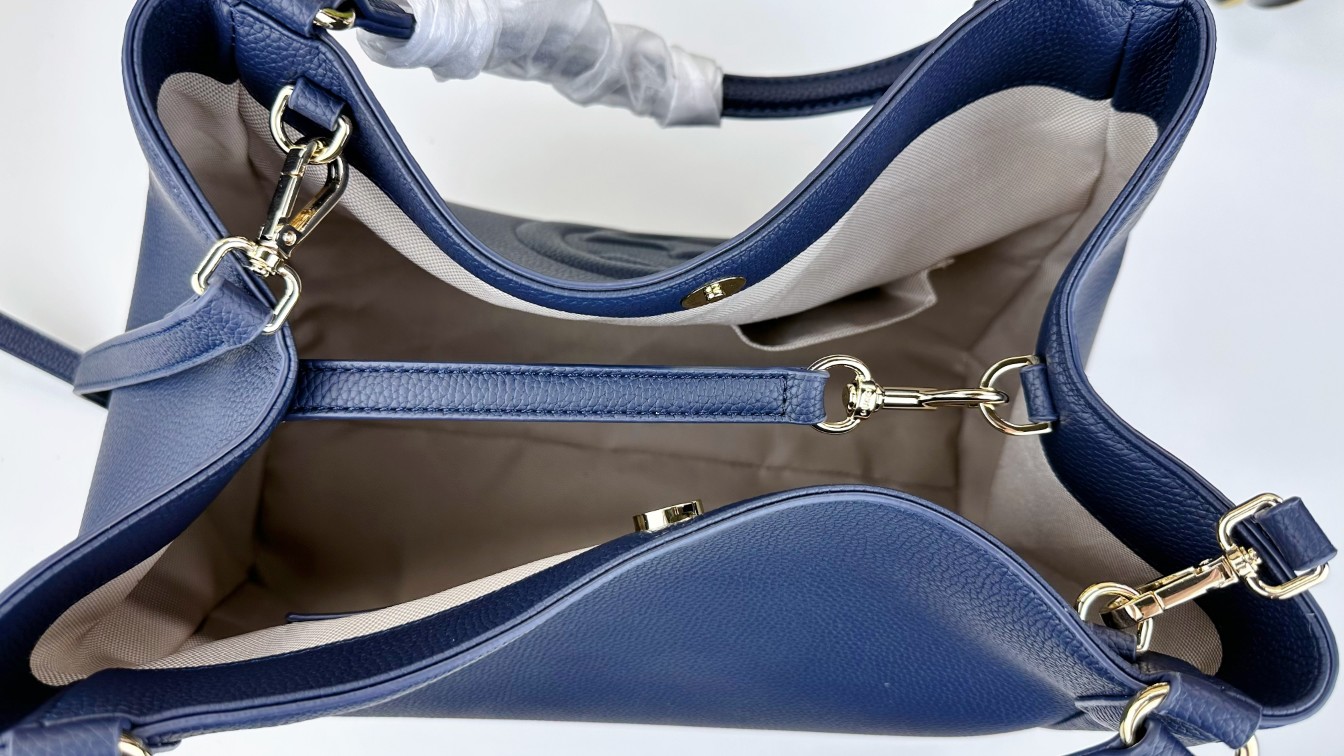 G家 经典款式手提斜挎两用手袋 深蓝色 休闲时尚