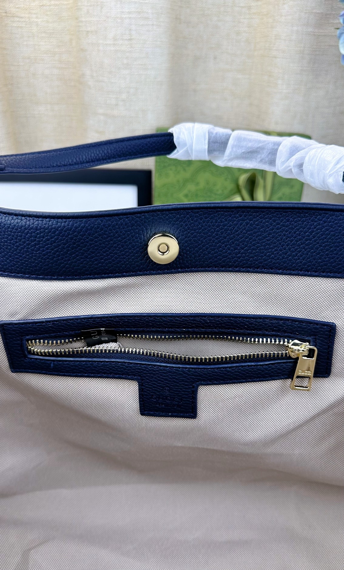 G家 经典款式手提斜挎两用手袋 深蓝色 休闲时尚