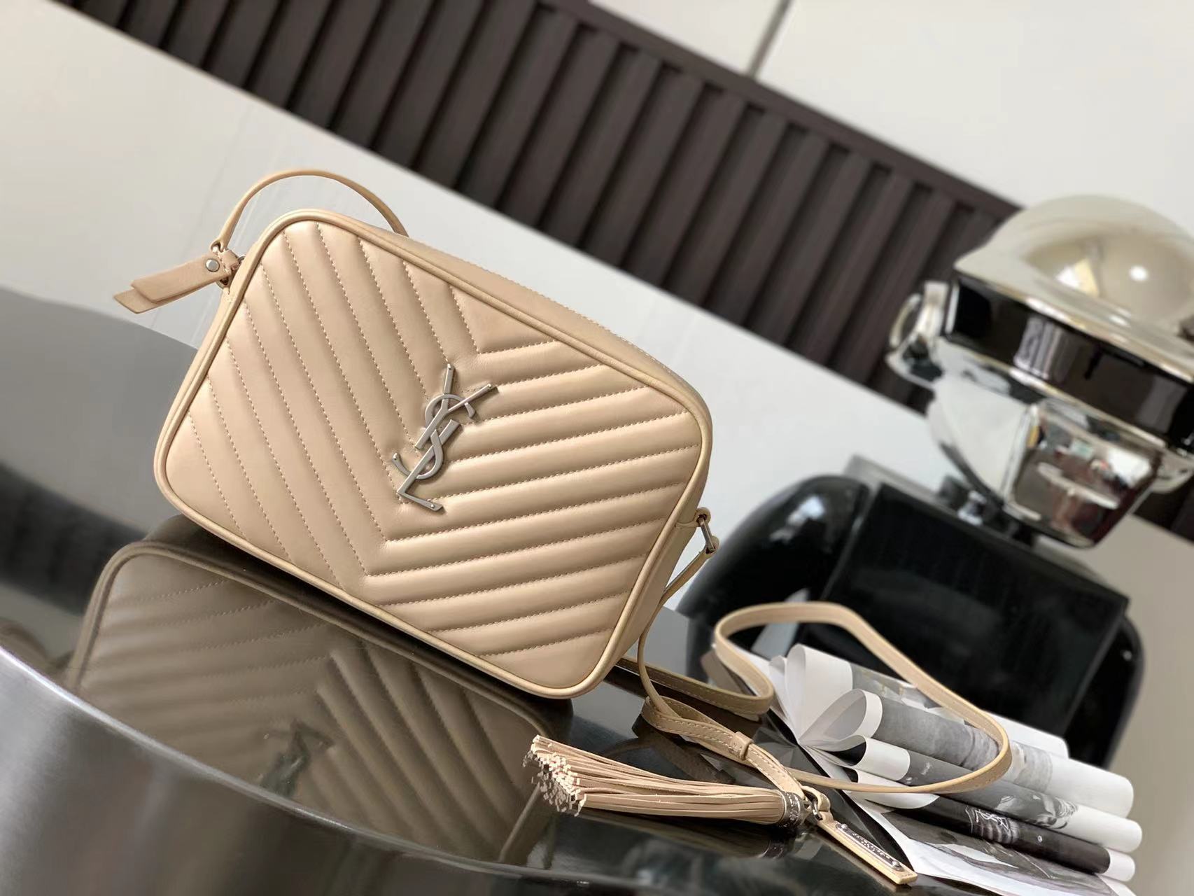 LOU quilted calfskin camera bag shoulder bag tassel YSL letter hardware