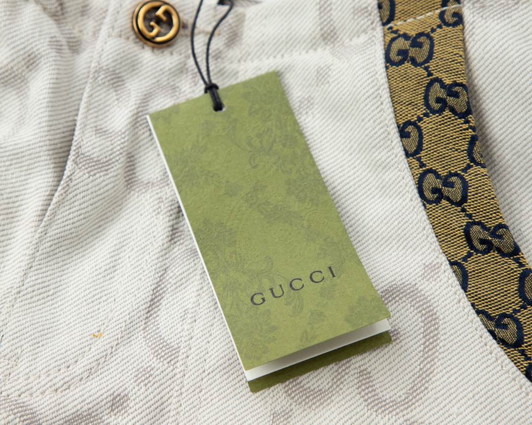 Gucci/古驰 重工拼接提花牛仔短裤