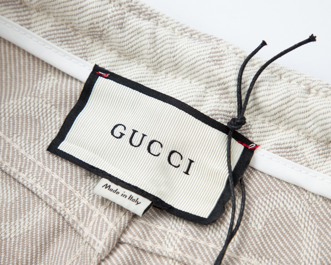 Gucci/古驰 重工拼接提花牛仔短裤