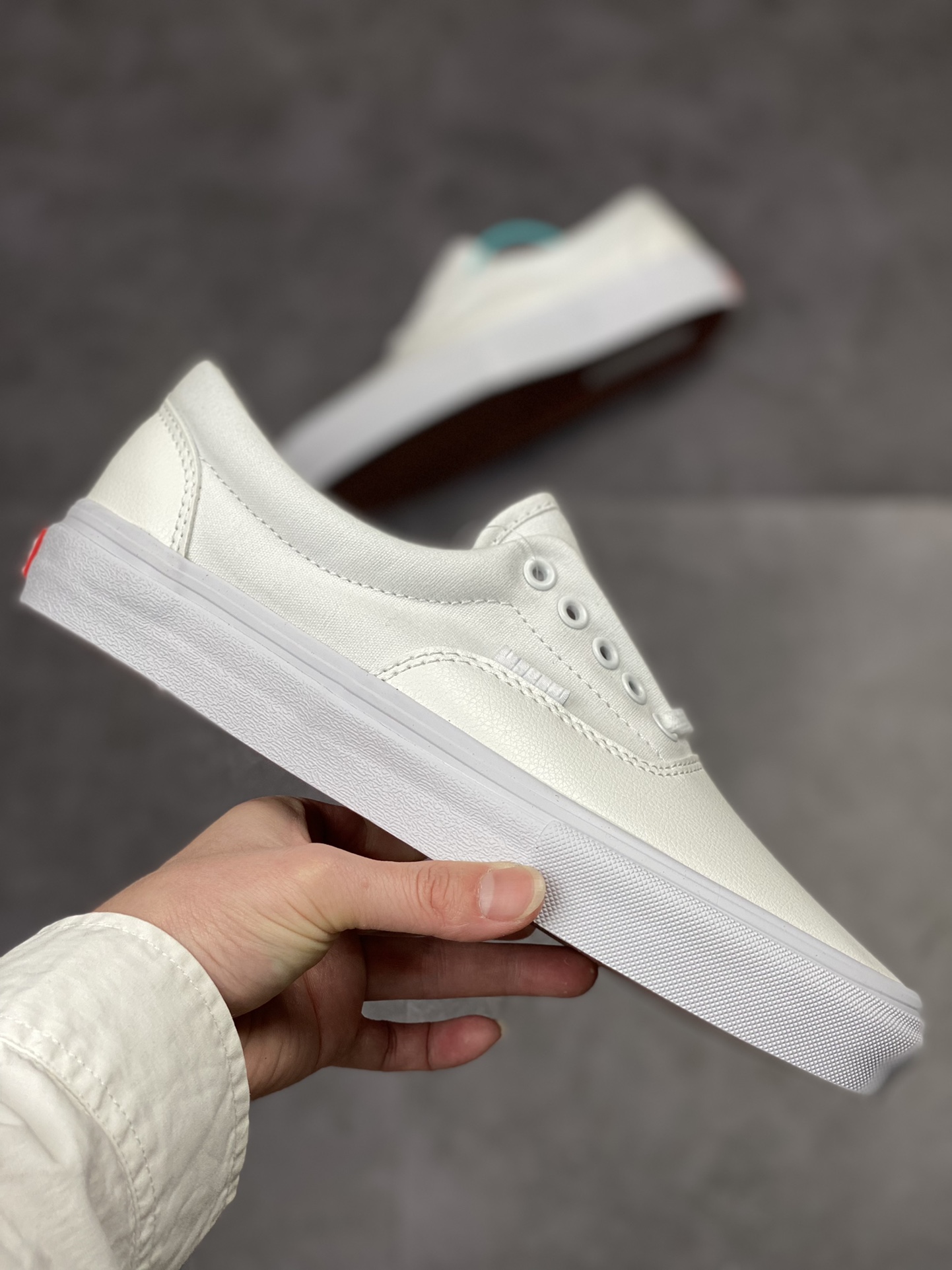 140 Vans Era leather skate 拼接白色皮面 防滑耐磨潮流休闲滑板鞋