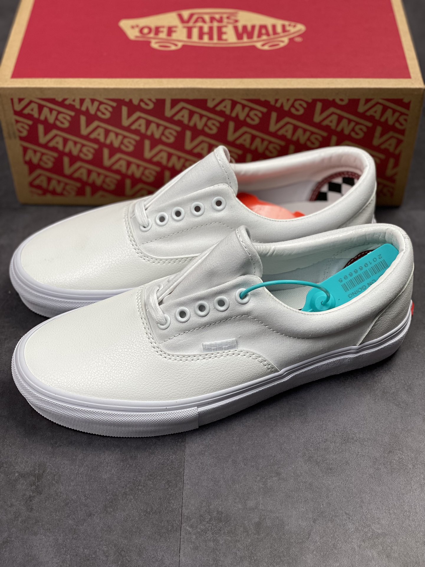 140 Vans Era leather skate 拼接白色皮面 防滑耐磨潮流休闲滑板鞋