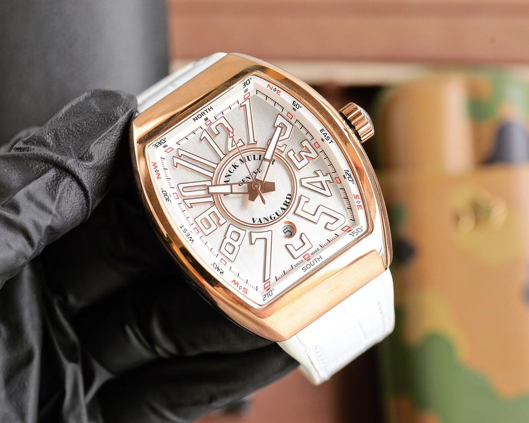 Franck Muller Vanguard V45 SC DT rose gold case, white dial, white strap 45mm Men's Automatic
