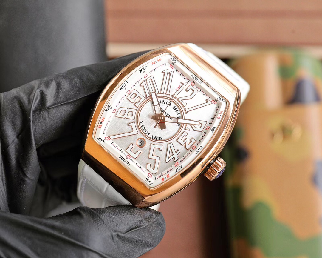 Franck Muller Vanguard V45 SC DT rose gold case, white dial, white strap 45mm Men's Automatic