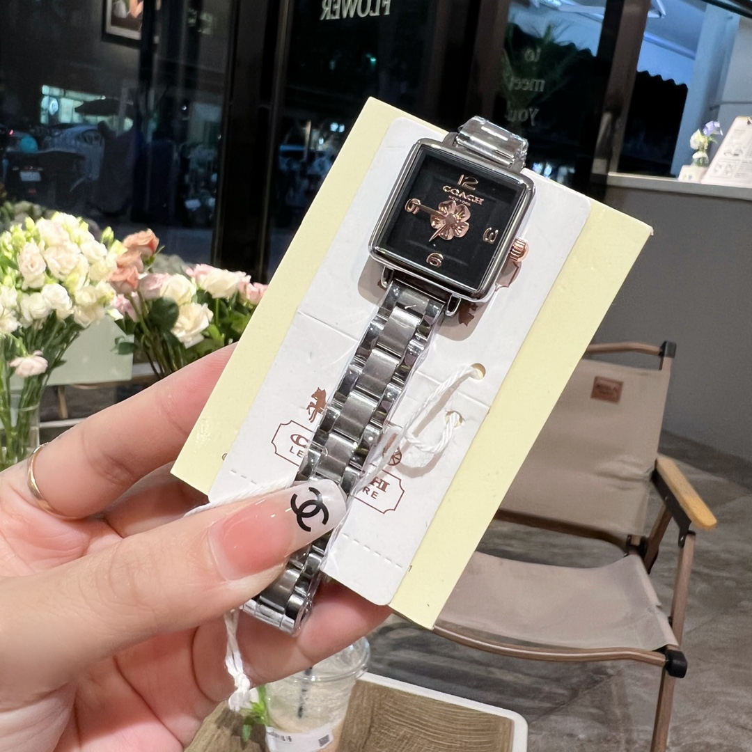 CASS-Series Tea Rose Platter Watch with Gold-Plated Steel Shell & Stone Core - 图片 1