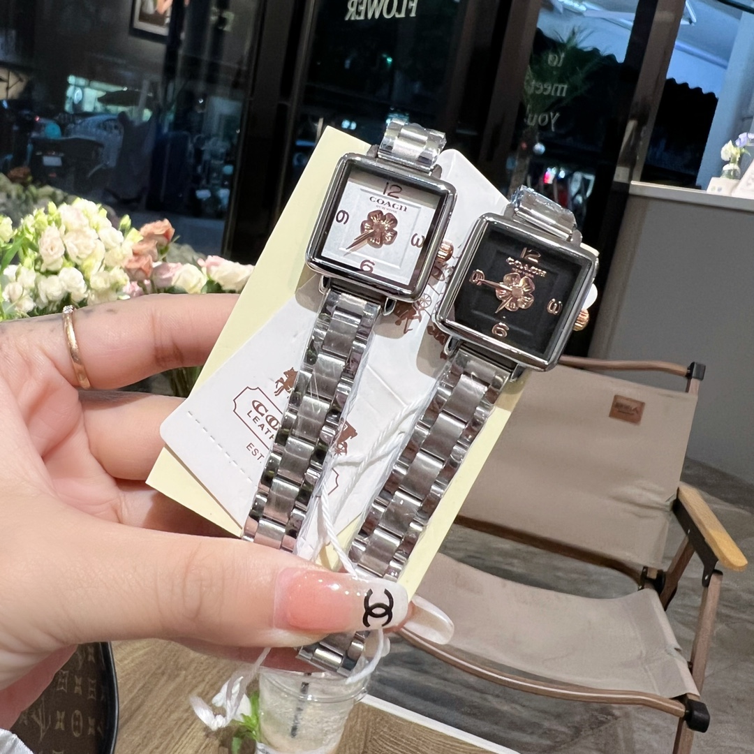 CASS-Series Tea Rose Platter Watch with Gold-Plated Steel Shell & Stone Core - 图片 5