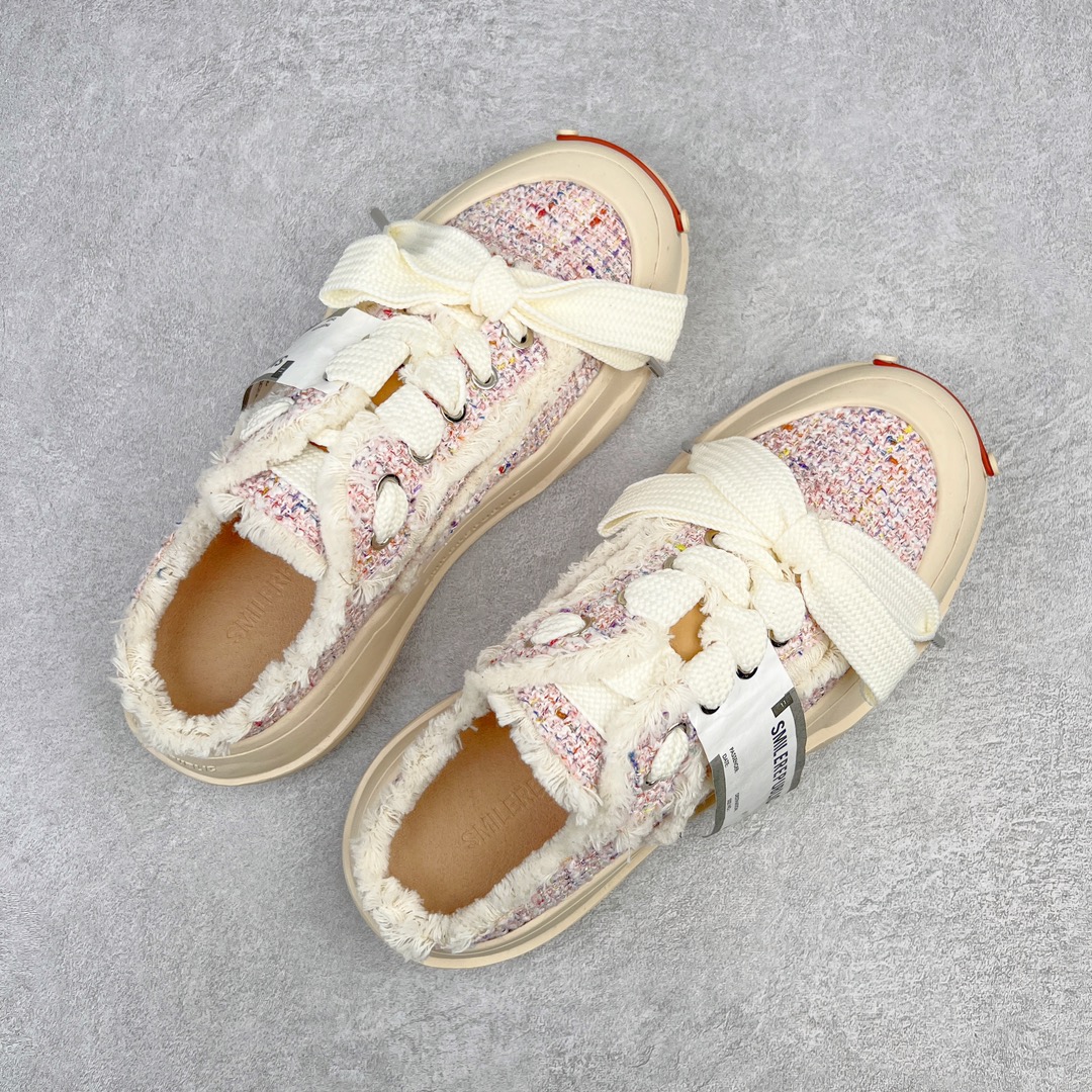 图片[3]-＃开春福利 SMILEREPUBLIC檀健次同款经典新款起司猫低帮开口笑厚底帆布鞋 新晋街头鞋履品牌SMILEREPUBLIC Canvas 系列 以 SMILE 为灵感来源 捕捉潮流 主打柔软的帆布设计 有裁切的羊毛流苏与独特编织技艺 超软水染牛皮内里 注塑成型鞋垫 4cm厘米外增高效果橡胶鞋底 尺码：35 36 37 38 39 40 41 42 43 44-选品中心