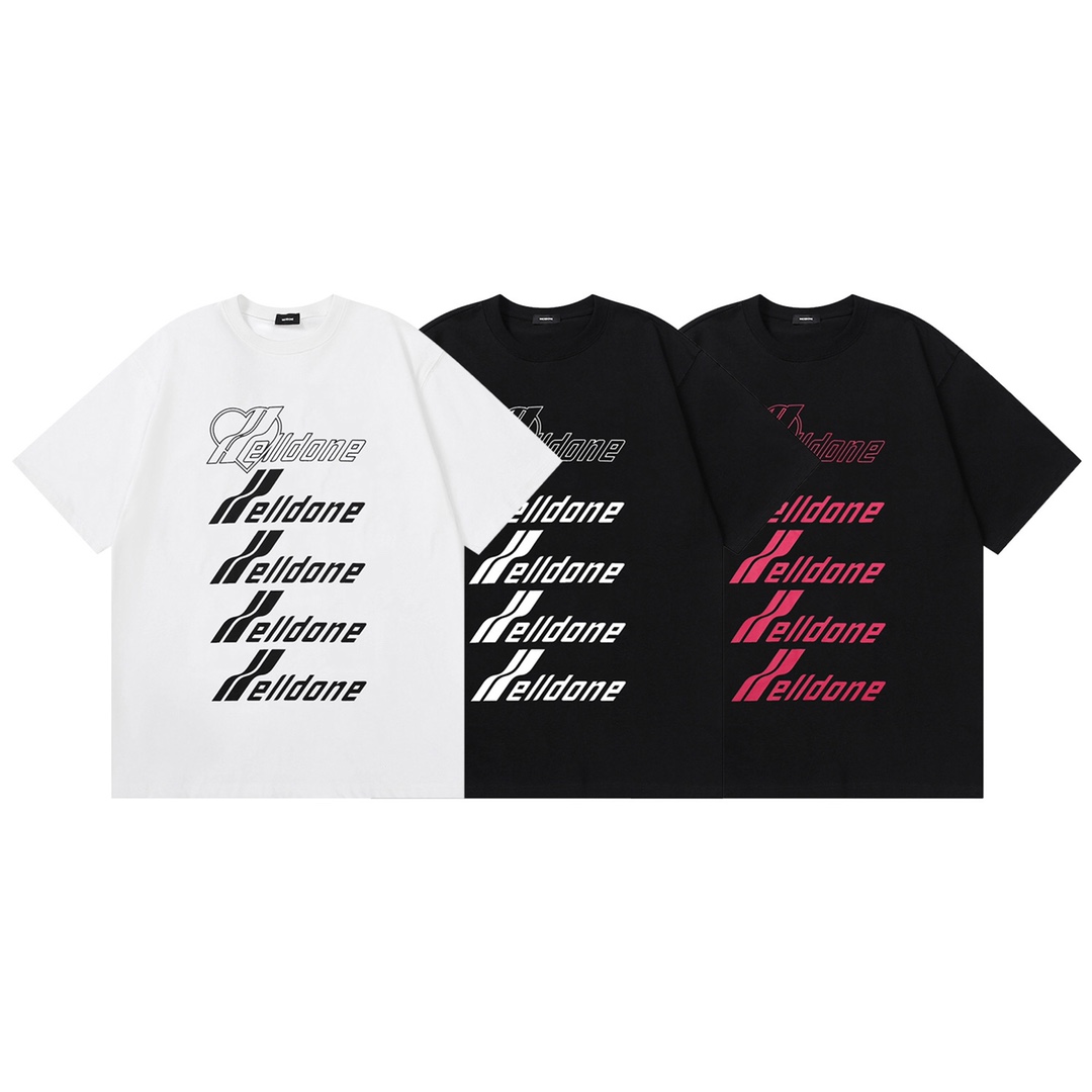 W077# Camiseta de manga corta unisex de corte holgado con estampado nuevo de WE11DONE, tejido de algodón puro…