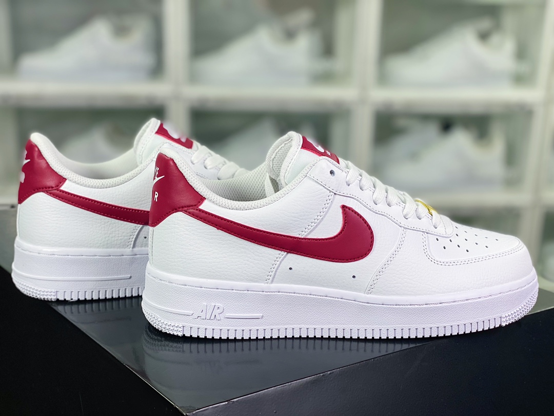 Wmns Air Force 1′07 ”White/Noble Red” Air Force One classic low-top all-match casual sports shoes ”leather white wine red” 315115-154