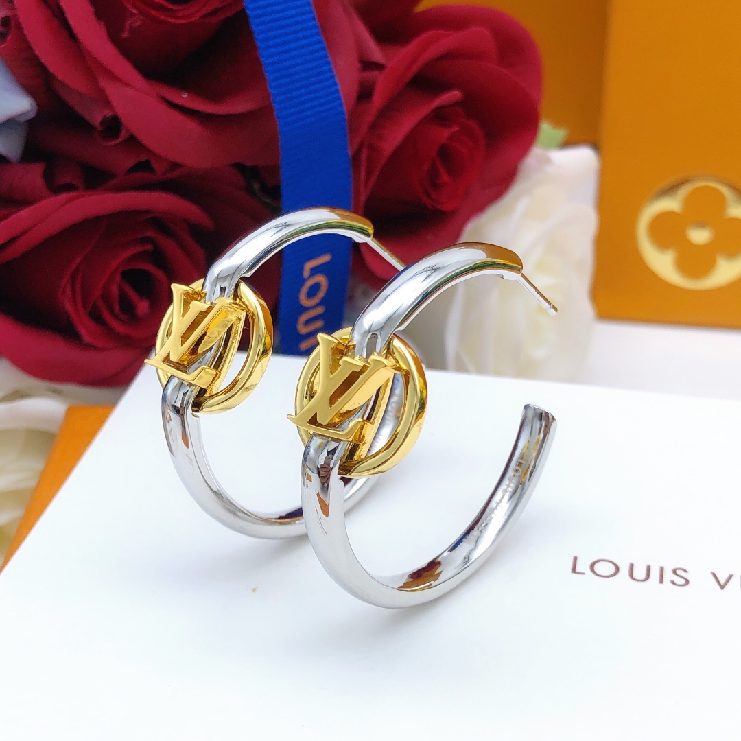 Louis Vuitton Jewelry Earring Gold Silver Yellow Brass