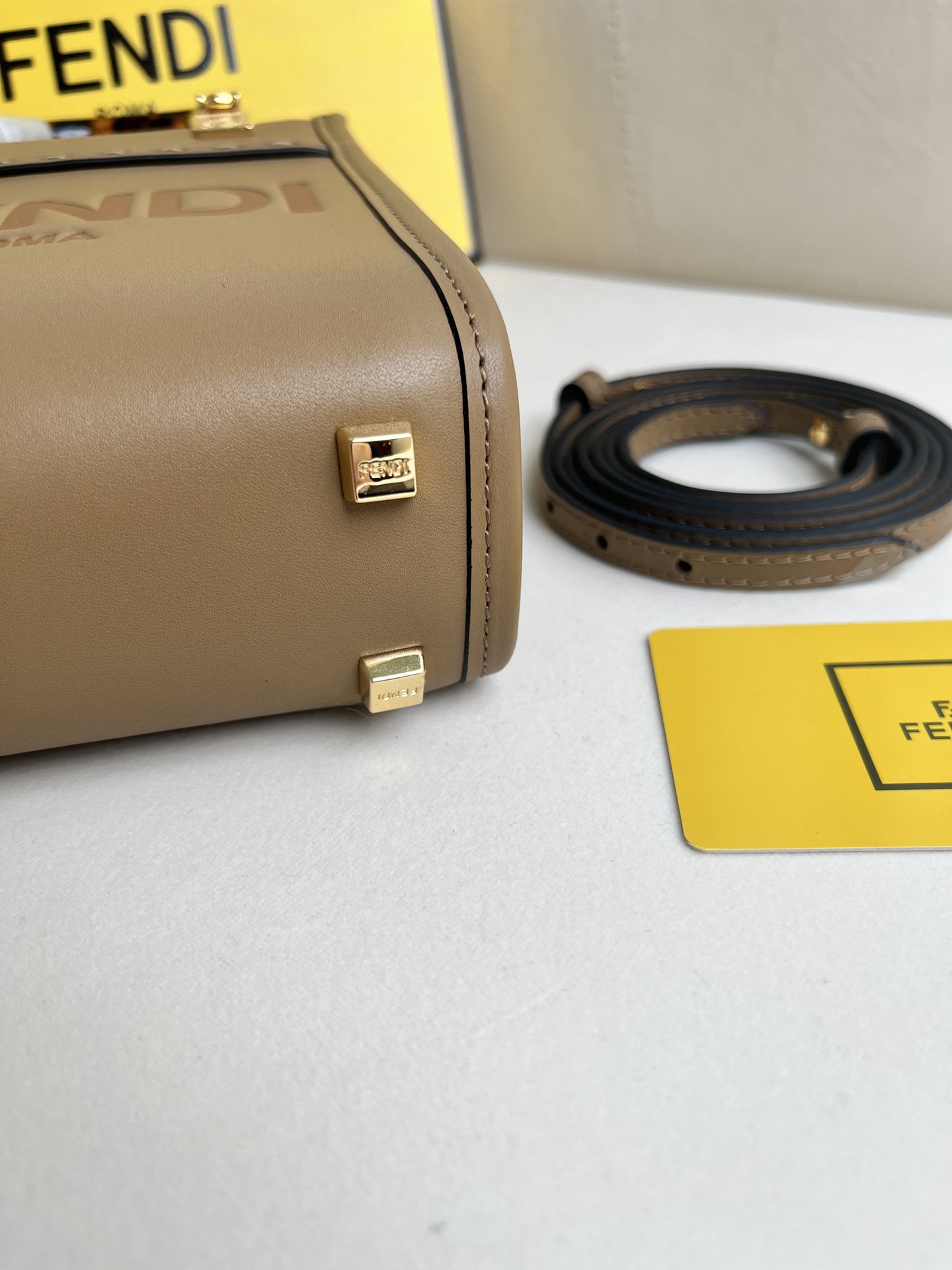 Fendi Sunshine Mini Tote Bag Brown Leather Handbag With Tortoiseshell Handles 9 i1681288877 8813 8