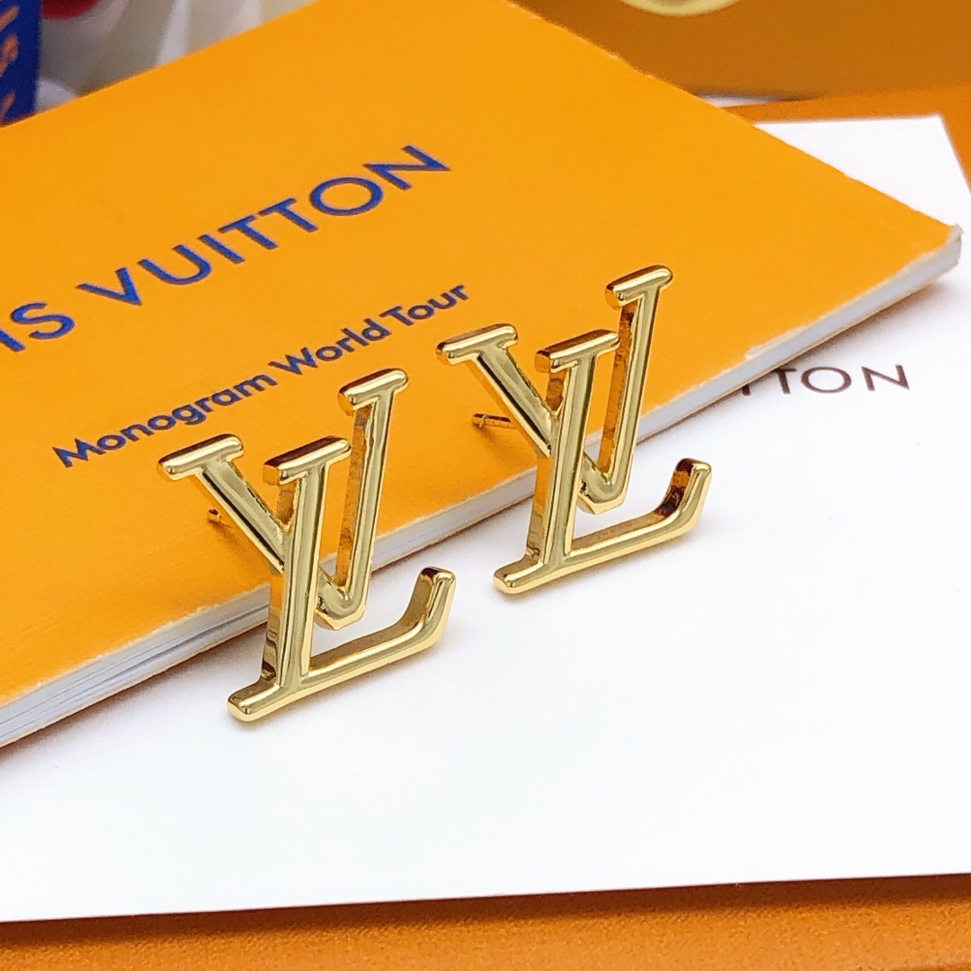 Louis Vuitton Jewelry Earring Same as Original
 Gold Silver Yellow Brass