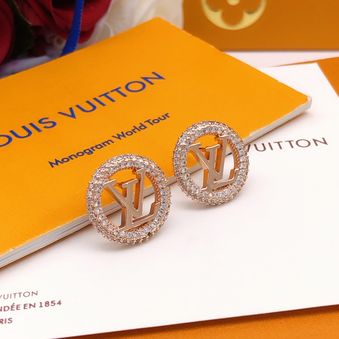 Louis Vuitton Jewelry Earring Gold Rose Silver Yellow Set With Diamonds Brass