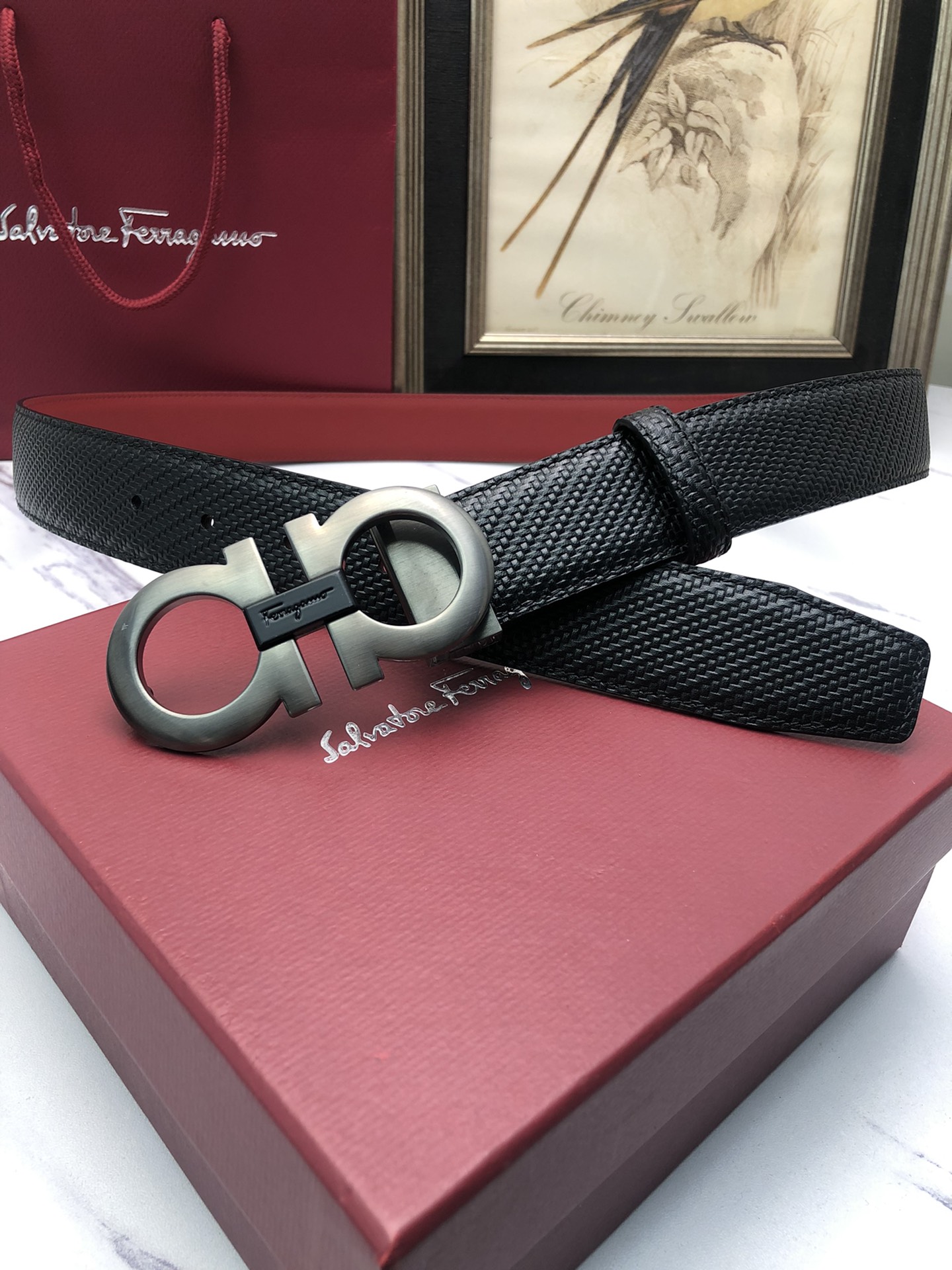 [Ferragamo Belts]Ferragamo: Original original first layer of cowhide embossed