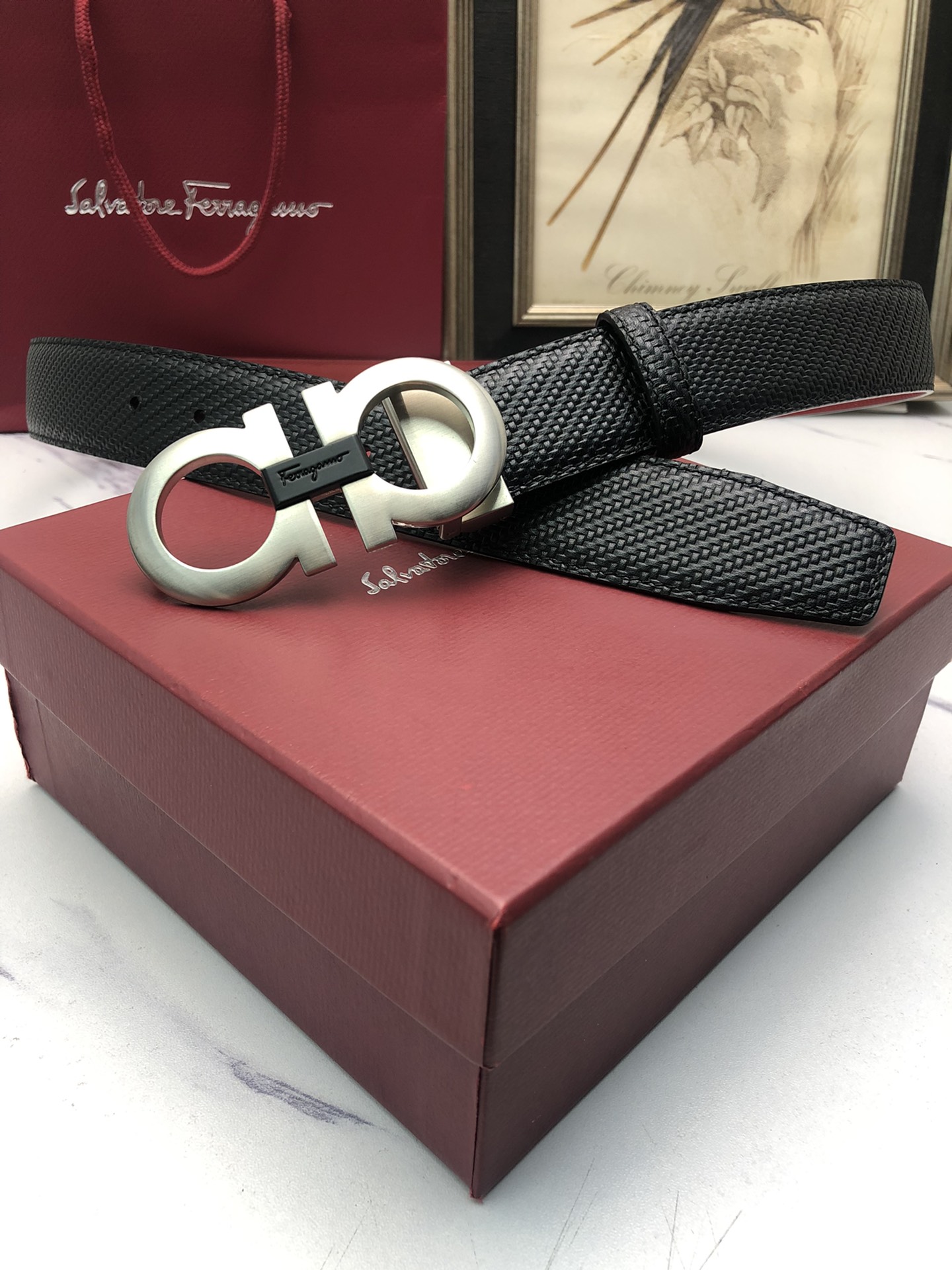 [Ferragamo Belts]Ferragamo: Original original first layer of cowhide embossed
