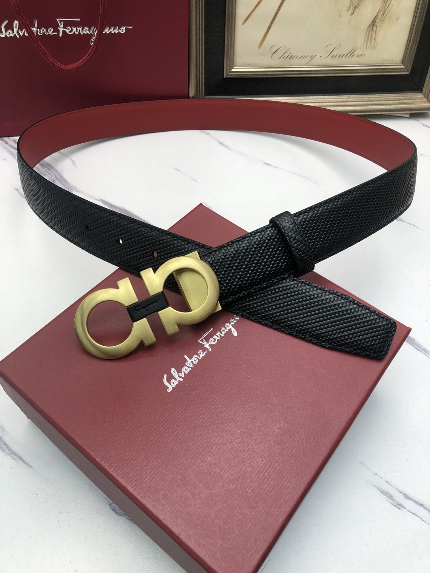 [Ferragamo Belts]Ferragamo: Original original first layer of cowhide embossed