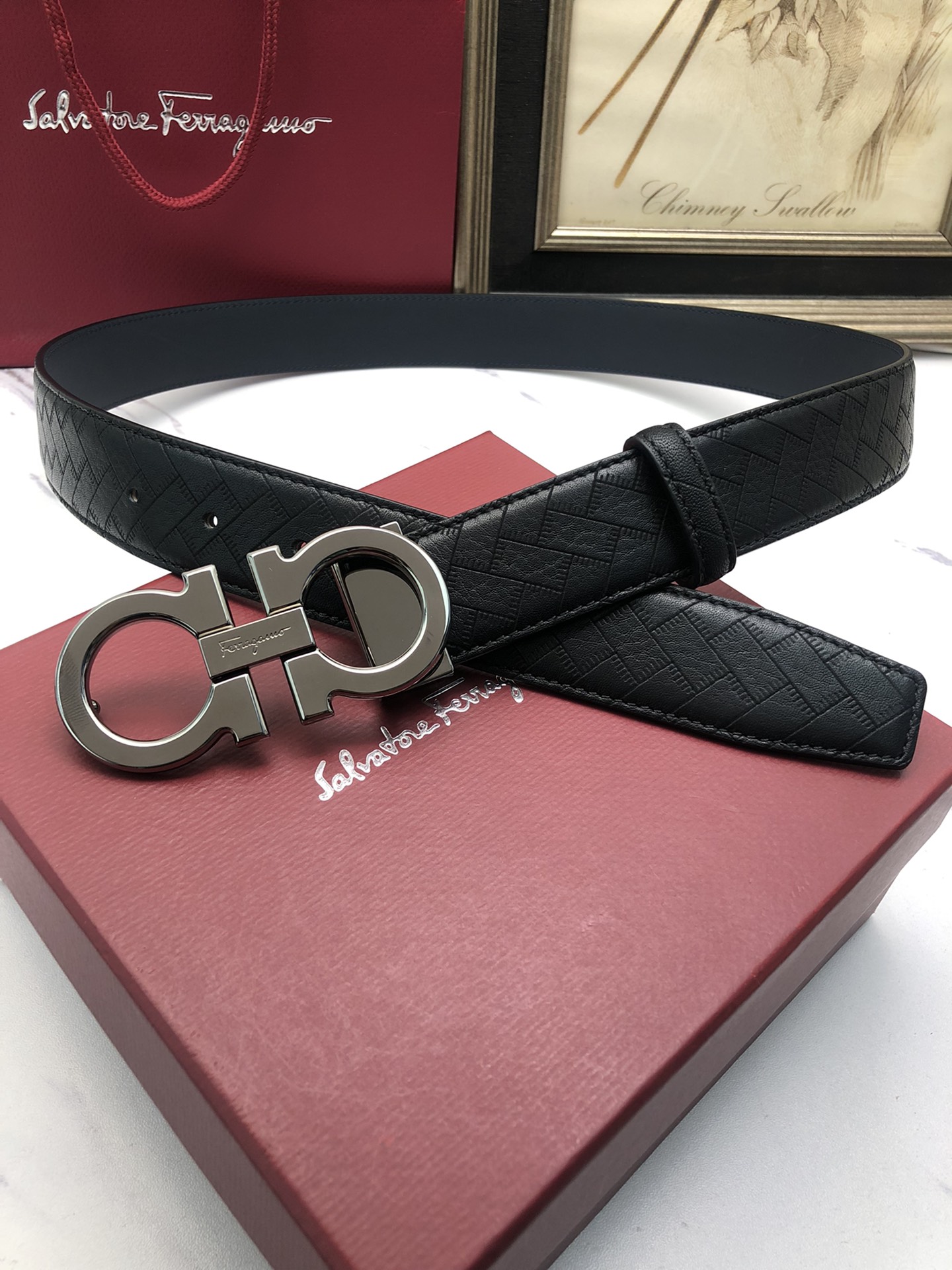 [Ferragamo Belts]Ferragamo: Original original first layer of cowhide embossed