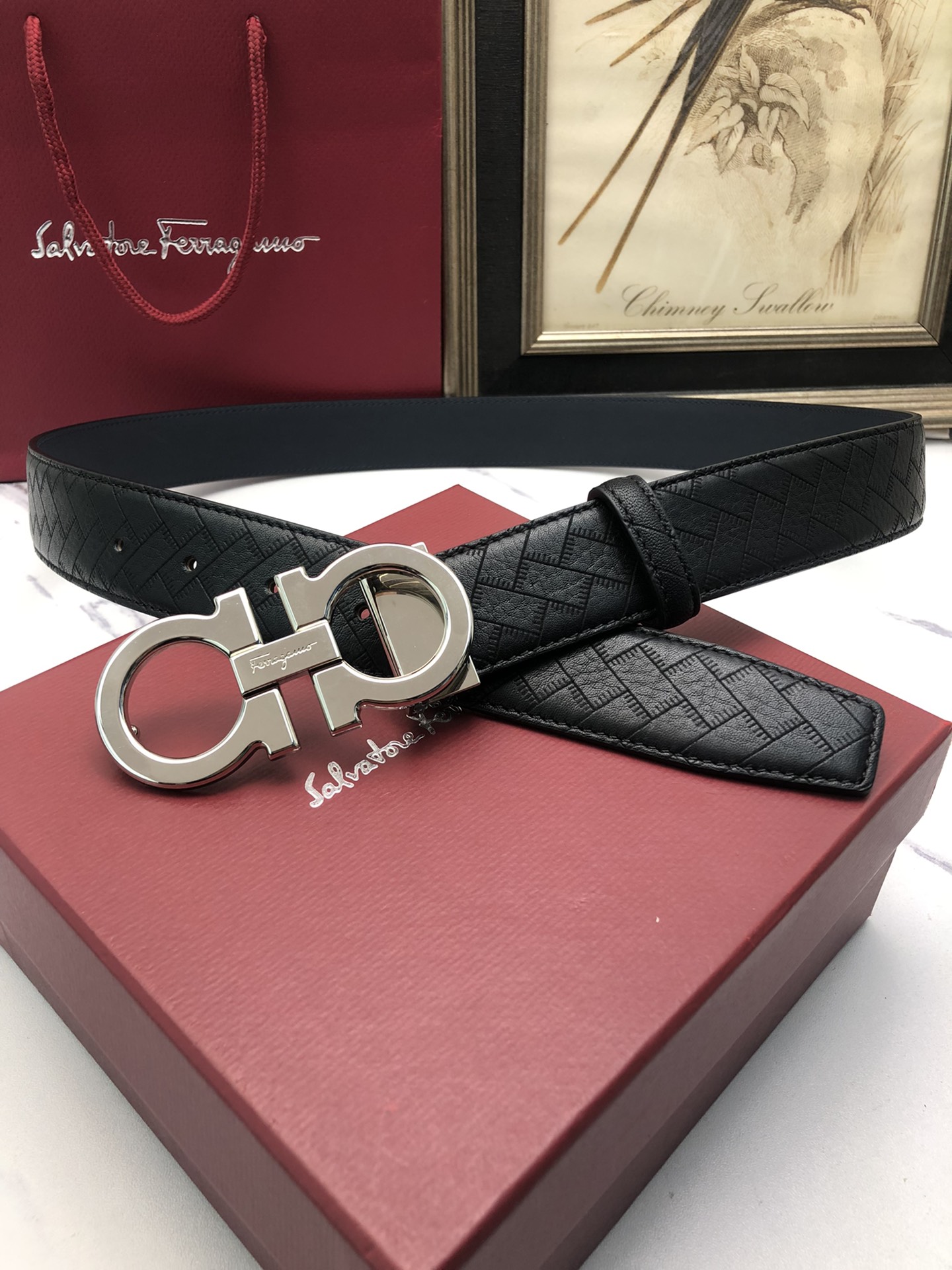 [Ferragamo Belts]Ferragamo: Original original first layer of cowhide embossed