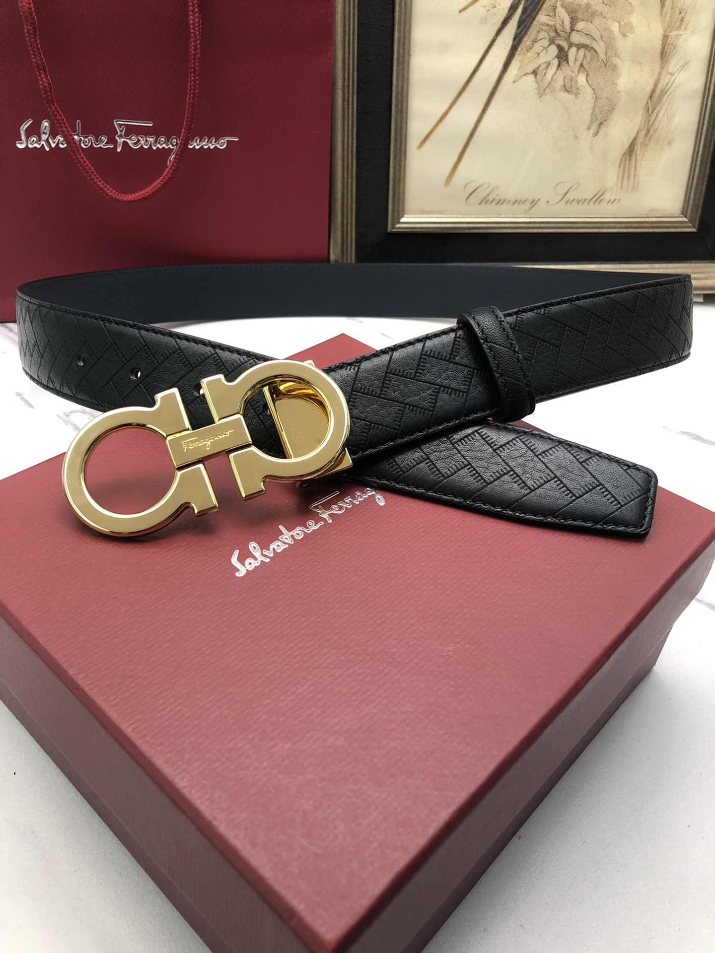 [Ferragamo Belts]Ferragamo: Original original first layer of cowhide embossed