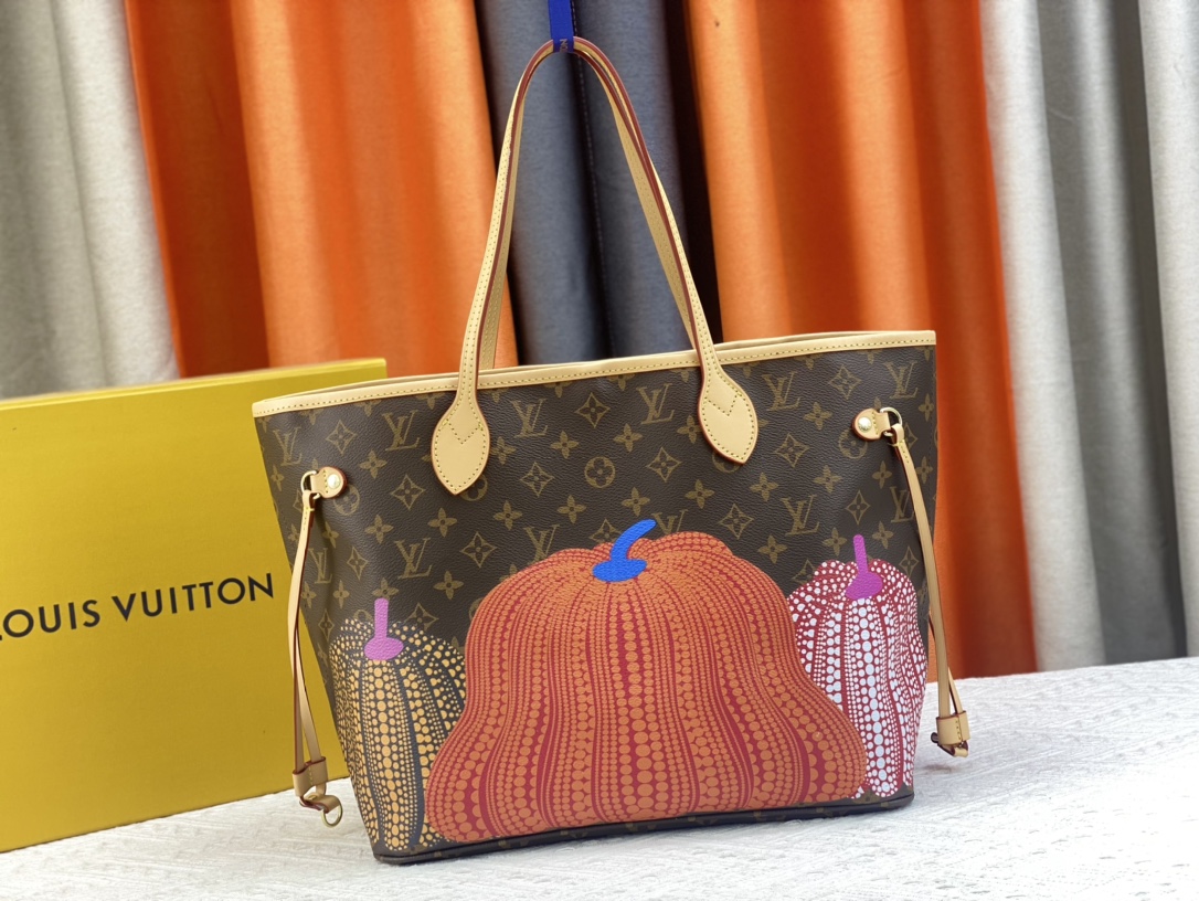 Louis Vuitton LV Neverfull Handbags Tote Bags Monogram Canvas Cowhide Fabric Casual M46468