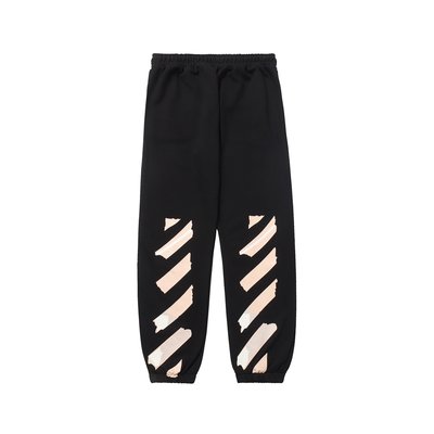 Off-White Clothing Pants & Trousers Black White Printing Cotton Casual