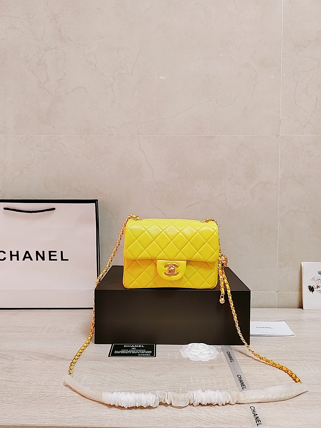 Chanel Classic Flap Bag Designer
 Crossbody & Shoulder Bags Lemon Yellow Chains