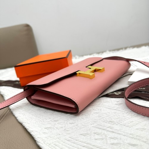 Elegant Constance Style Wallet Crossbody Bag in Imported Leather with Gold Hardware