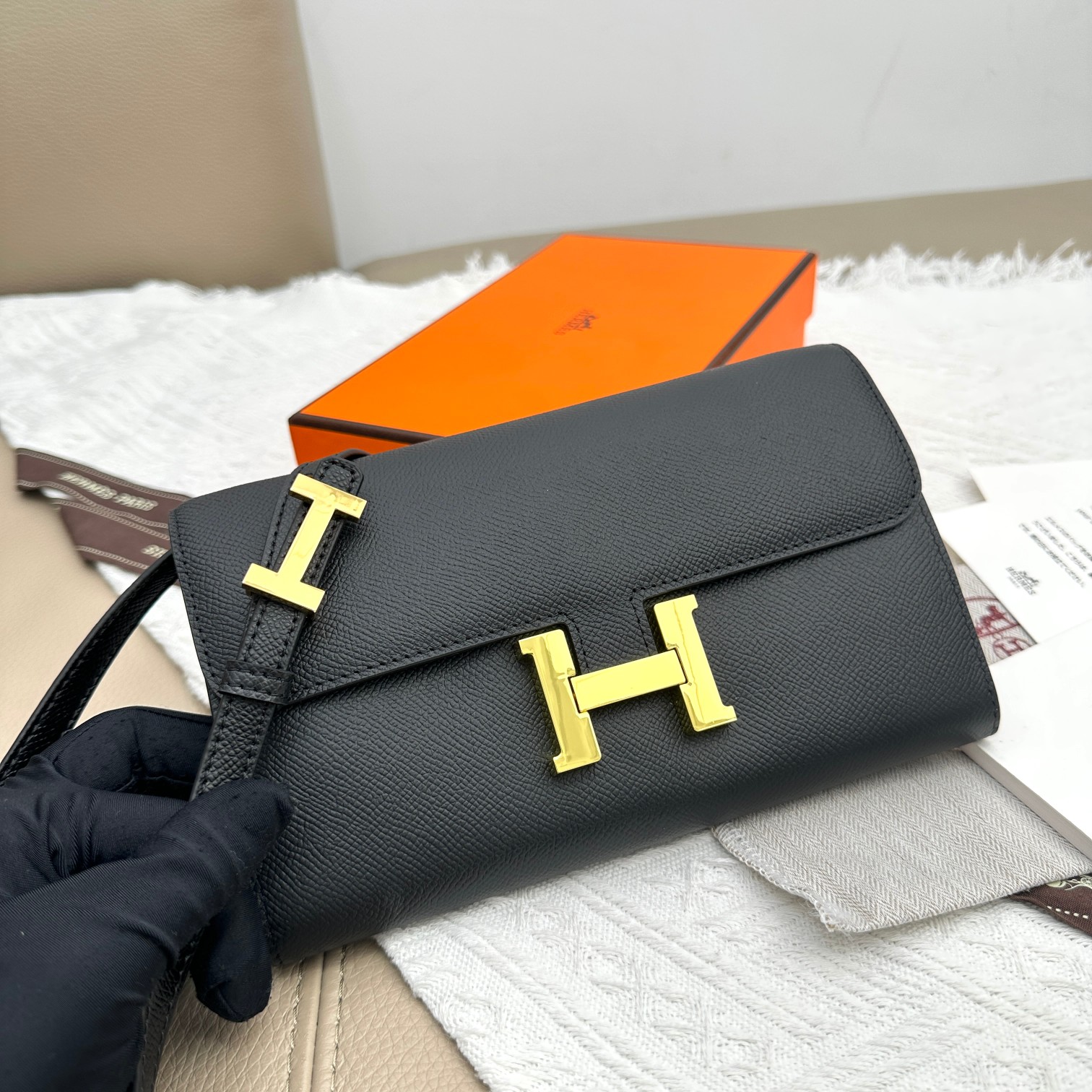 Hermes Constance 原单 手掌纹金扣