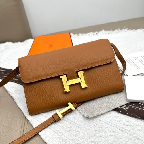 Hermes Constance Inspired Leather Wallet Crossbody Bag with Gold Hardware 1 Hermes Constance Inspired Leather Wallet Crossbody Bag with Gold Hardware