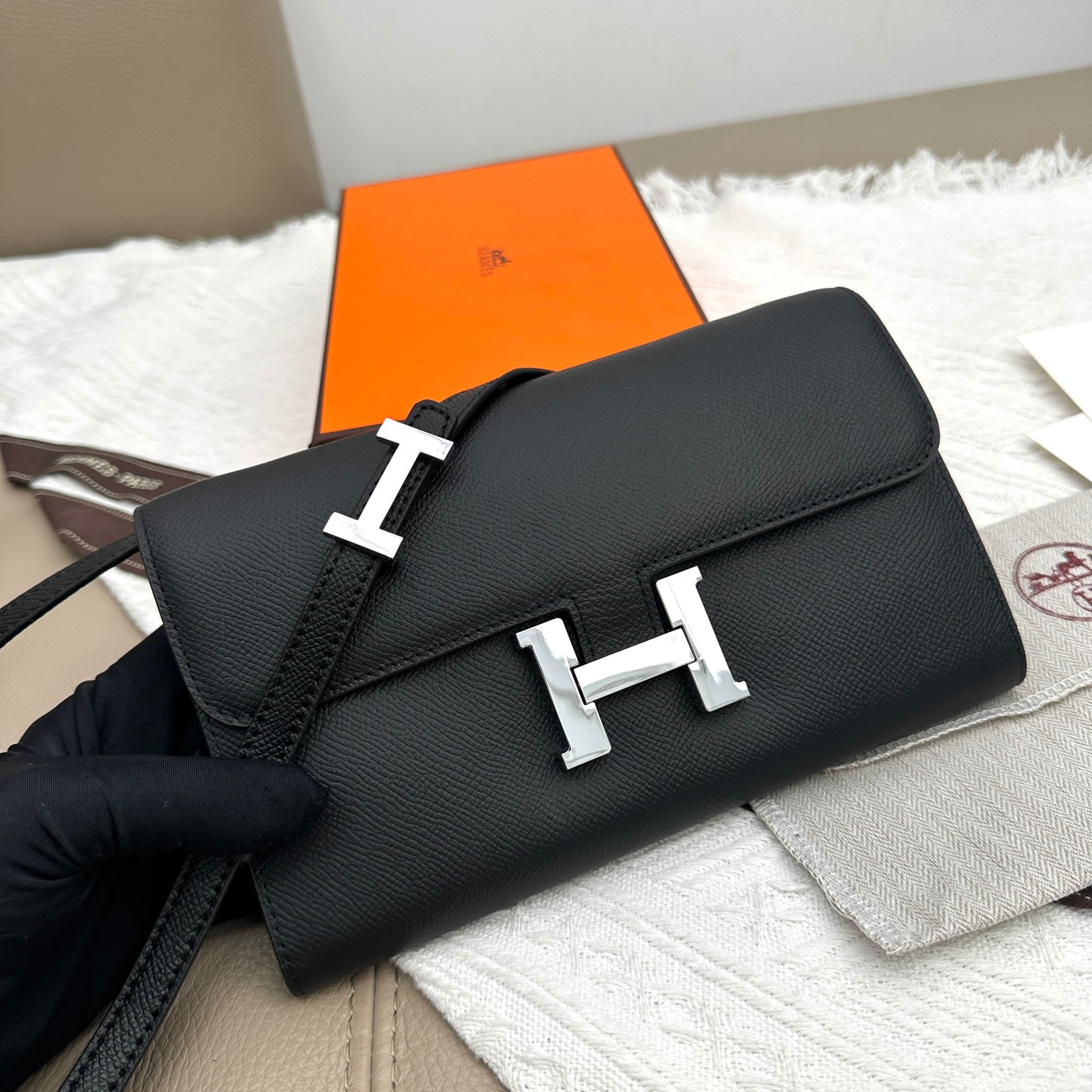 Hermes Constance 原单 手掌纹銀扣 ショルダーバッグ