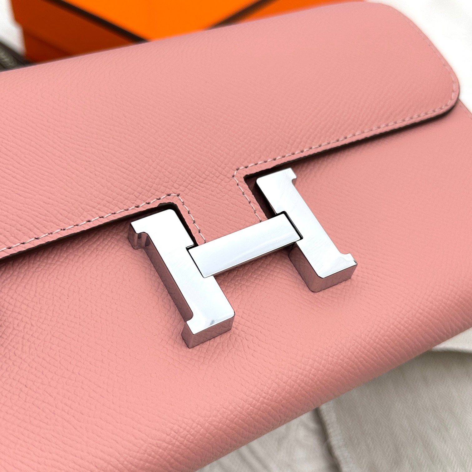 Hermes Constance Inspired Crossbody Bag - Pink Leather with Silver Hardware 6 a1681373186134 8375