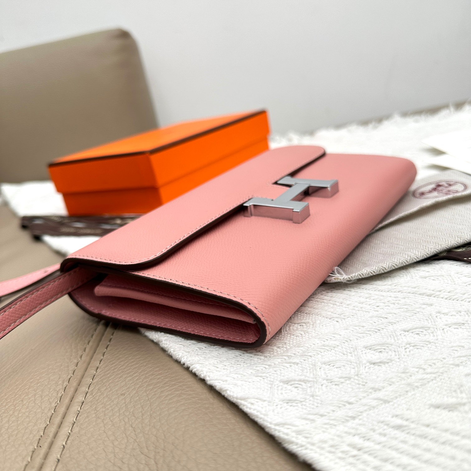 Hermes Constance Inspired Crossbody Bag - Pink Leather with Silver Hardware 7 a1681373186140 1256