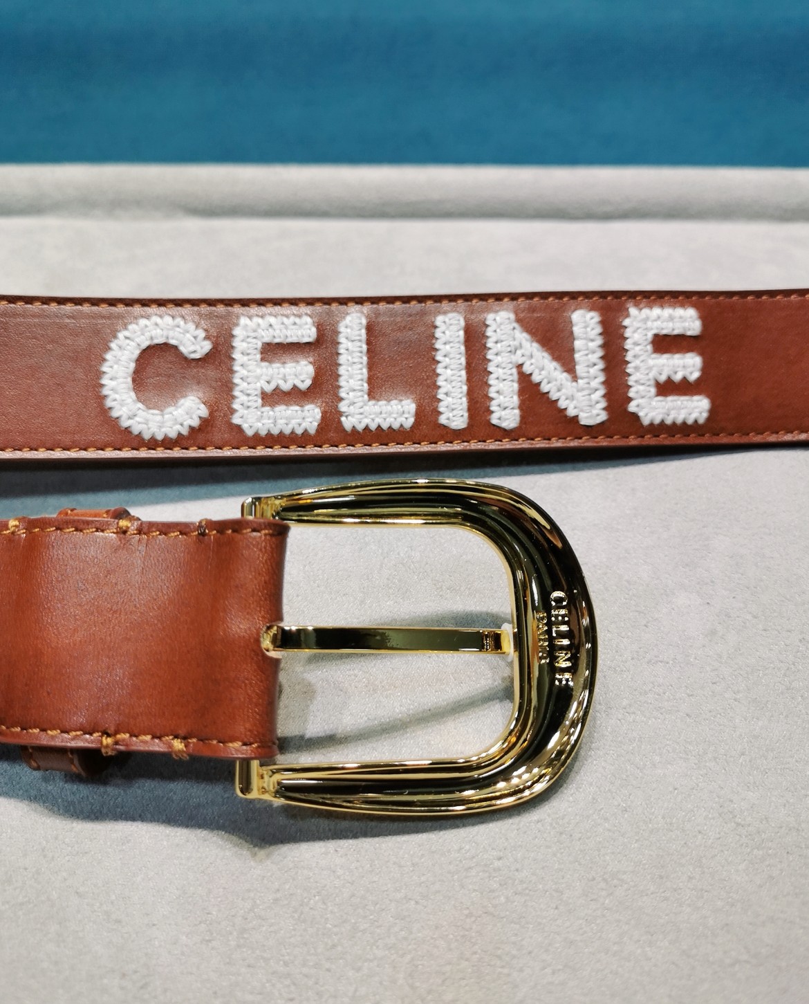 刚到手的celine23新款腰带celine新款复古腰带宽度3.5cmWESTERN大号CELINE刺绣