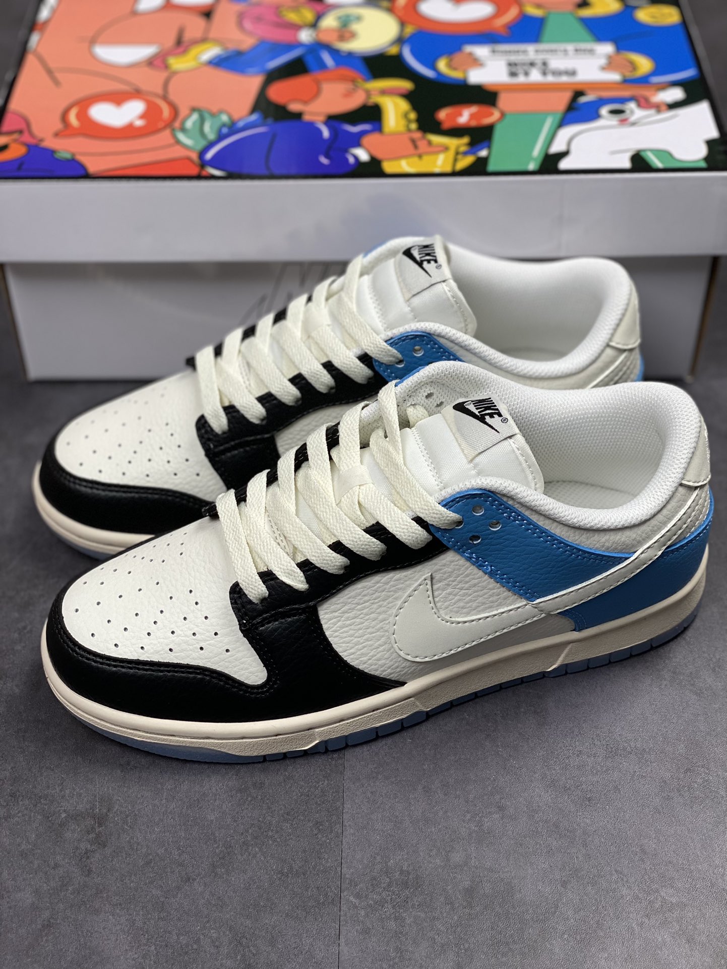 300 Nike SB Dunk Low ”By You”客订配色 拼接黑白蓝  MT2566-856
