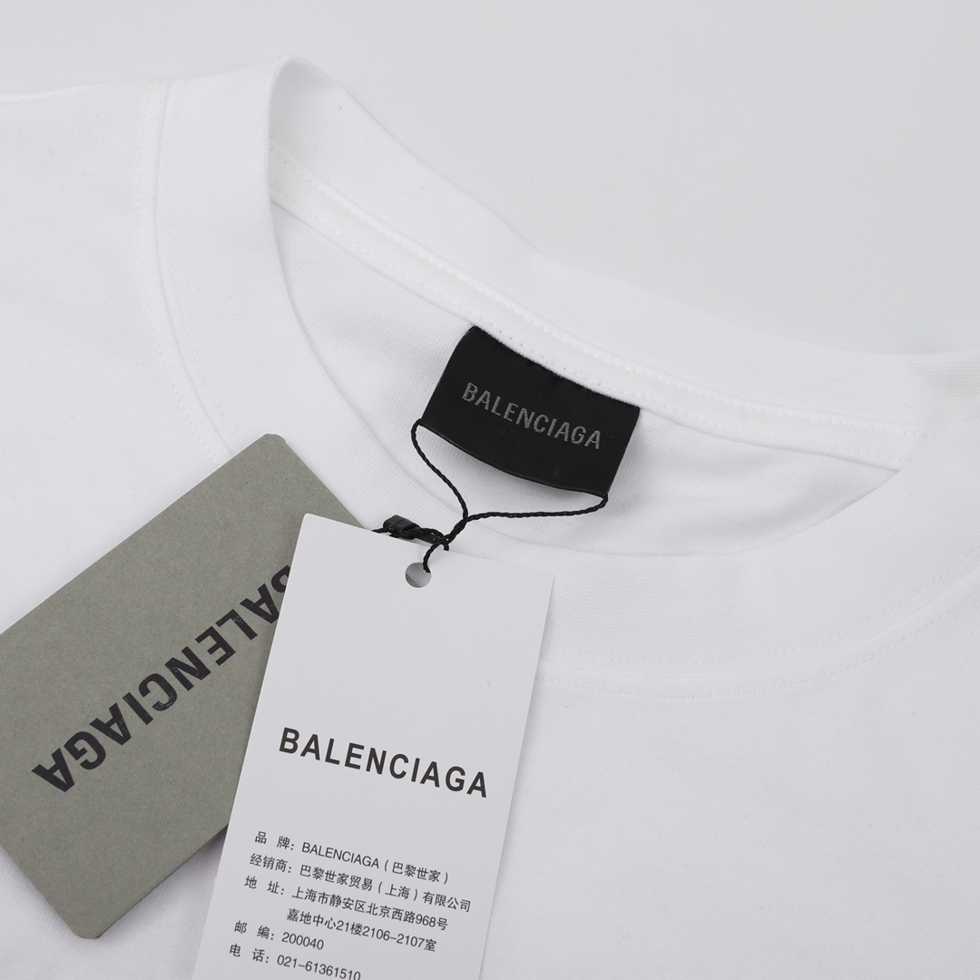 Balenciaga/巴黎世家BLCG 烫钻字母短袖T恤