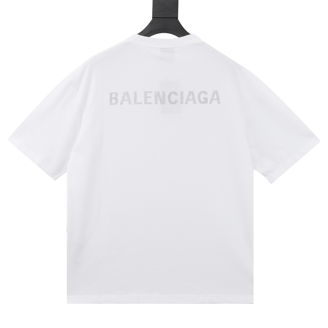 Balenciaga/巴黎世家BLCG 烫钻字母短袖T恤