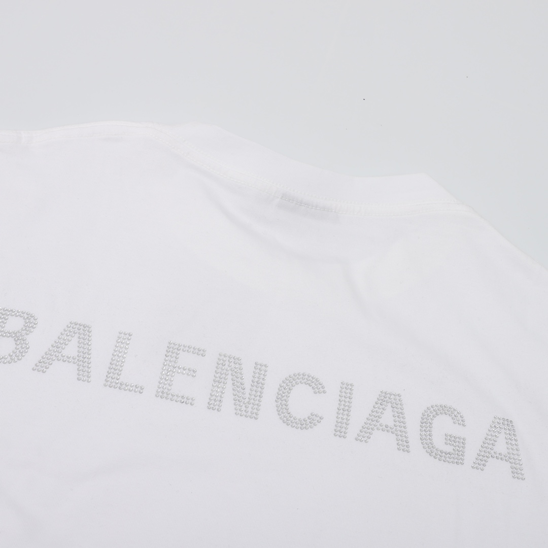 Balenciaga/巴黎世家BLCG 烫钻字母短袖T恤