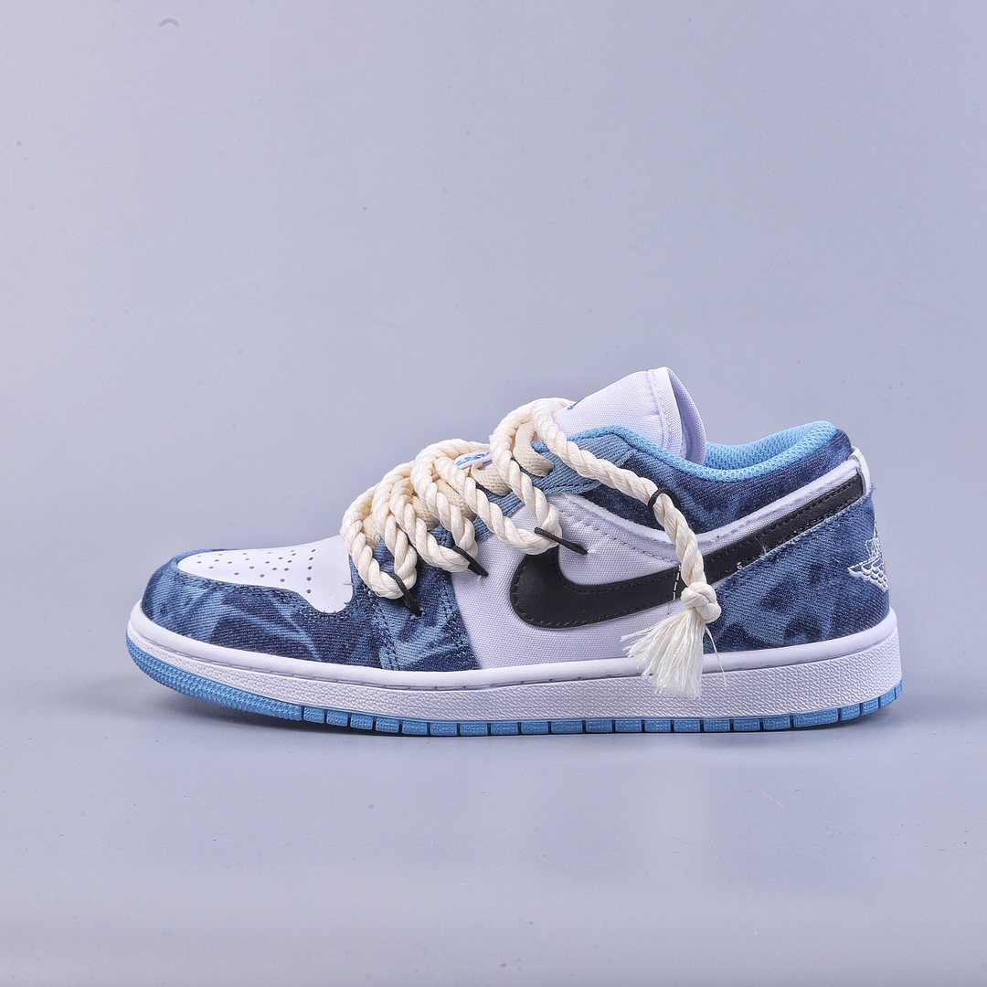 220 Air Jordan 1 Low 绑带 水洗丹宁 低帮篮球鞋 DM8947-100
