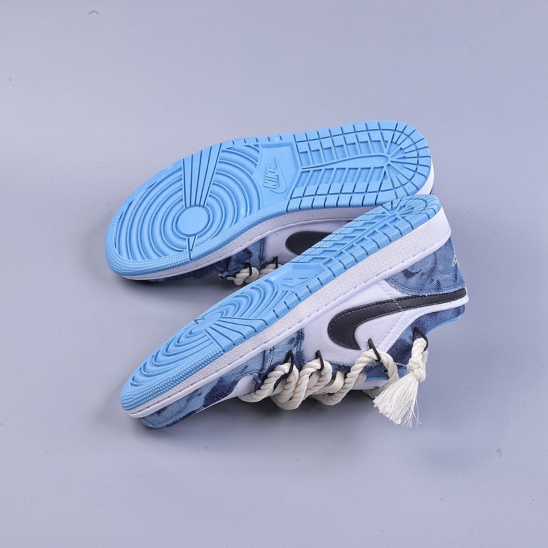 220 Air Jordan 1 Low 绑带 水洗丹宁 低帮篮球鞋 DM8947-100