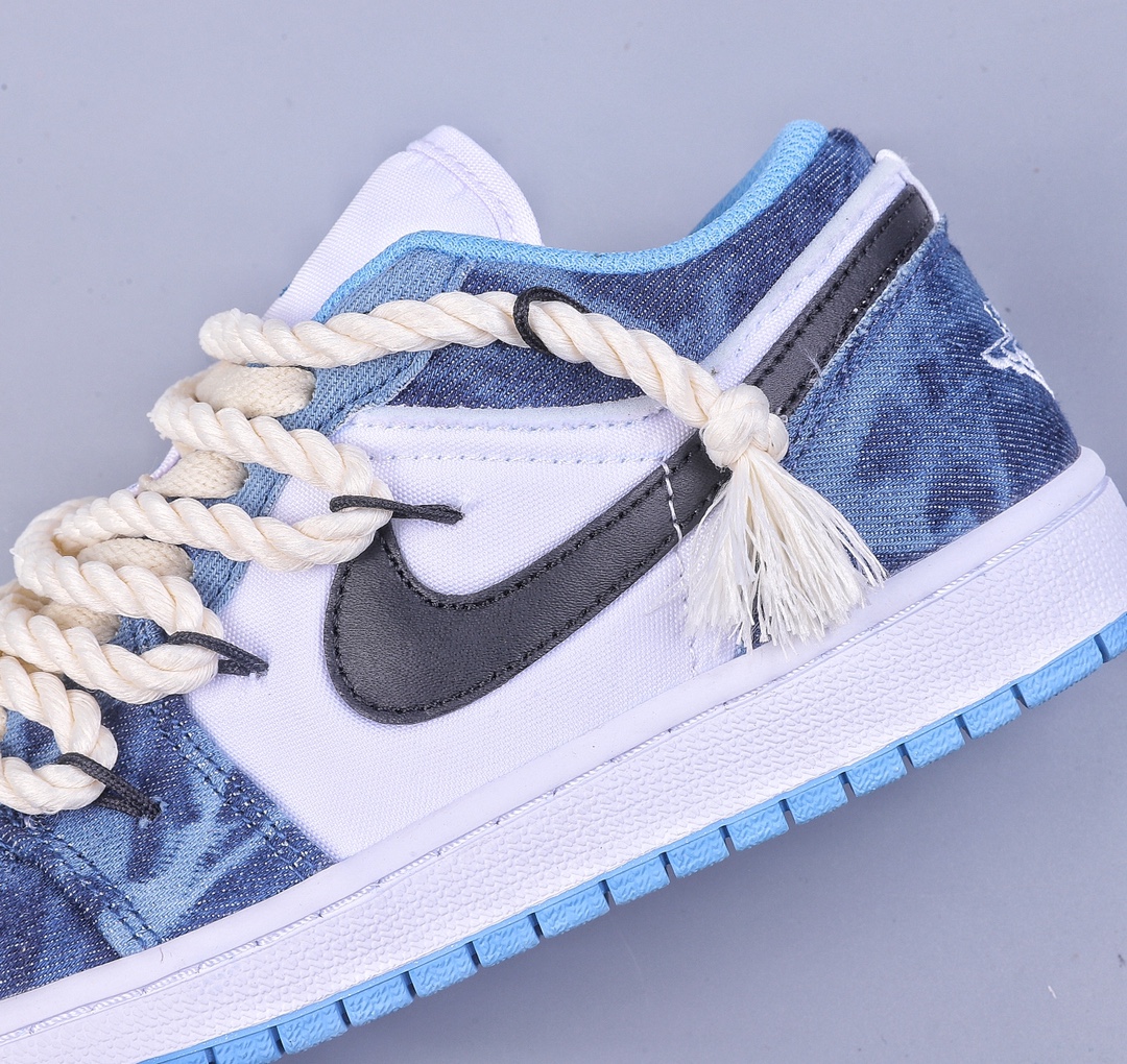 220 Air Jordan 1 Low 绑带 水洗丹宁 低帮篮球鞋 DM8947-100