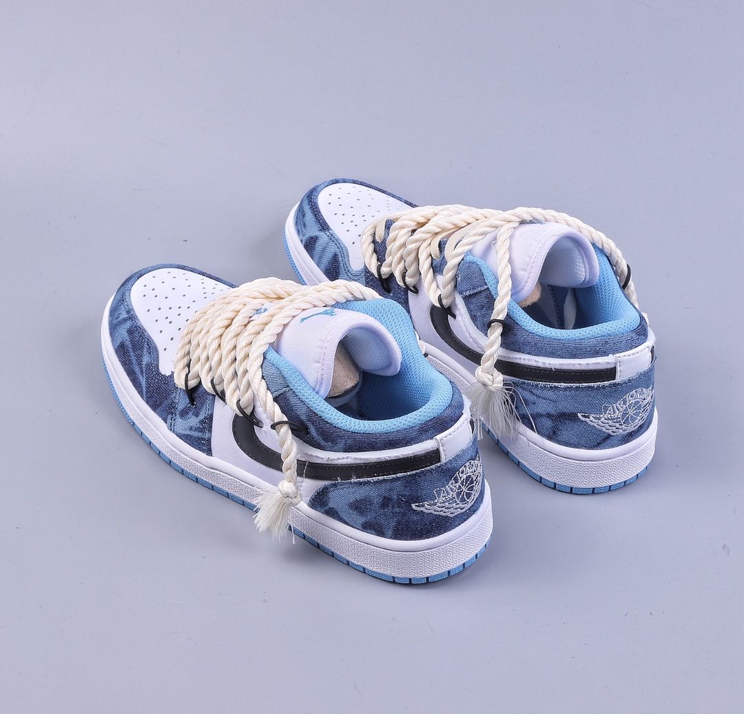 220 Air Jordan 1 Low 绑带 水洗丹宁 低帮篮球鞋 DM8947-100