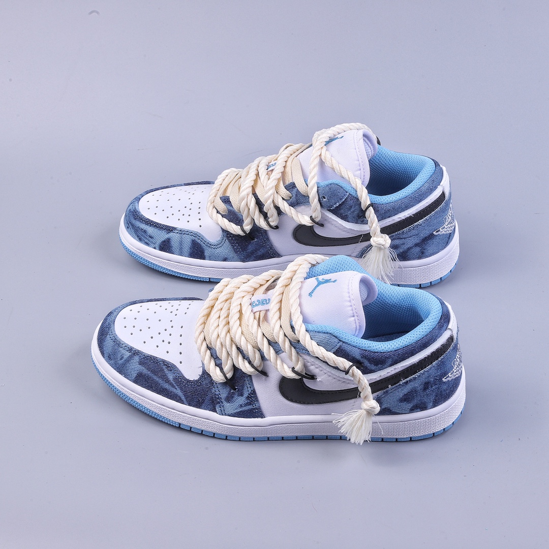 220 Air Jordan 1 Low 绑带 水洗丹宁 低帮篮球鞋 DM8947-100