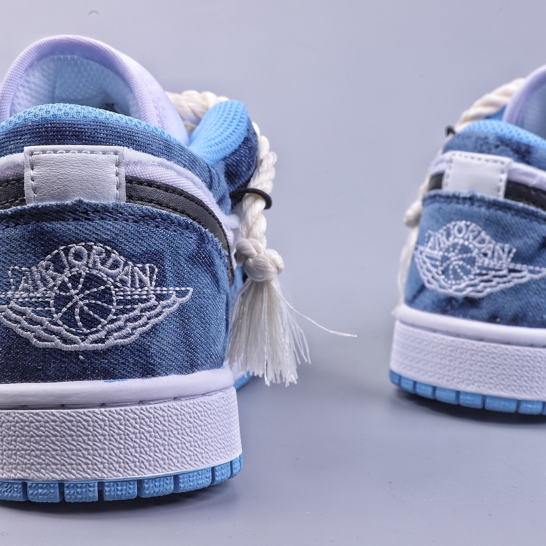 220 Air Jordan 1 Low 绑带 水洗丹宁 低帮篮球鞋 DM8947-100