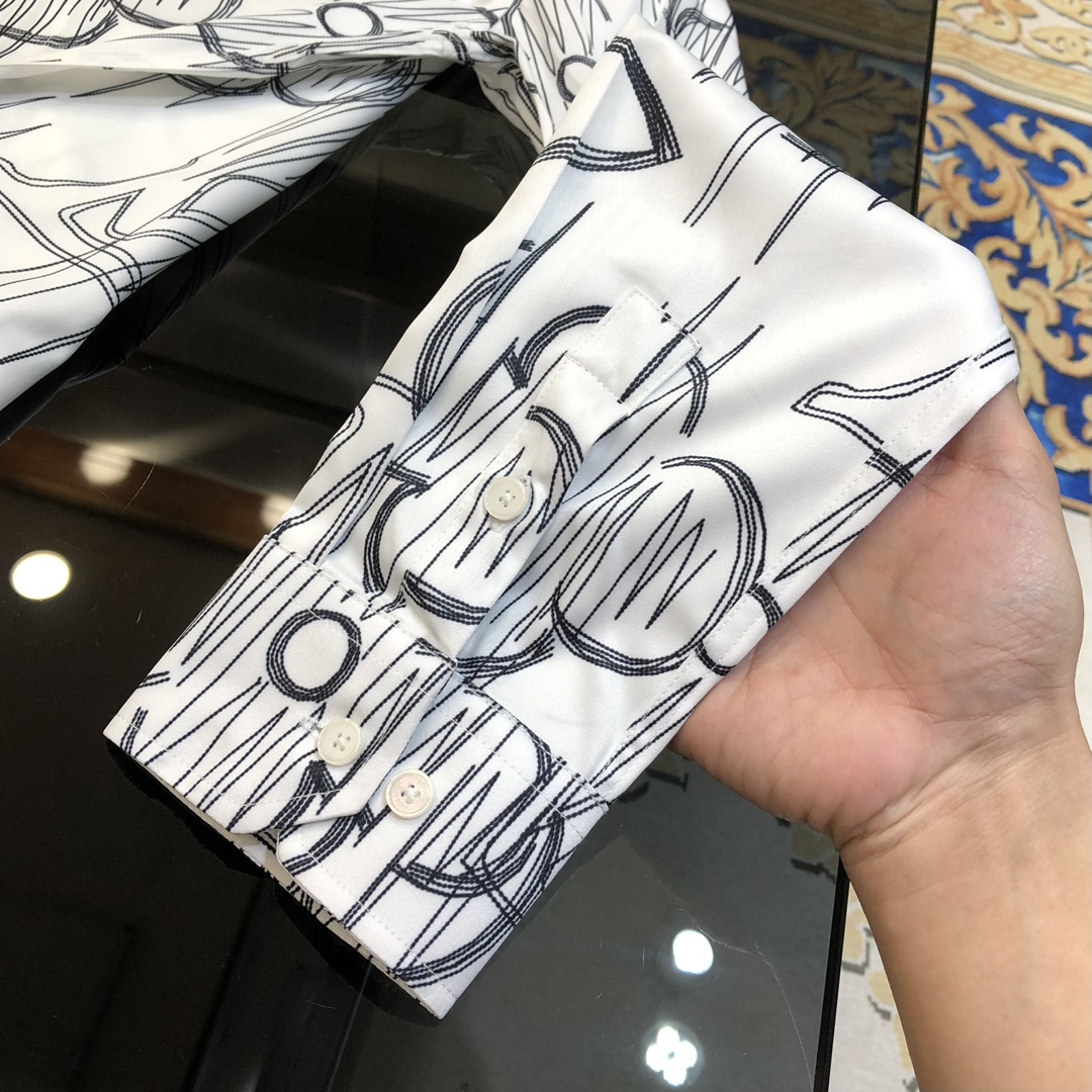 主推 LV 路易威登🔥早春新款男士休闲长袖衬衫独家专供 官网同步售卖 ✨✨时尚潮款 修身版型 高版本 ✨✨全景高清直喷印花logo图案设计 纽扣 6