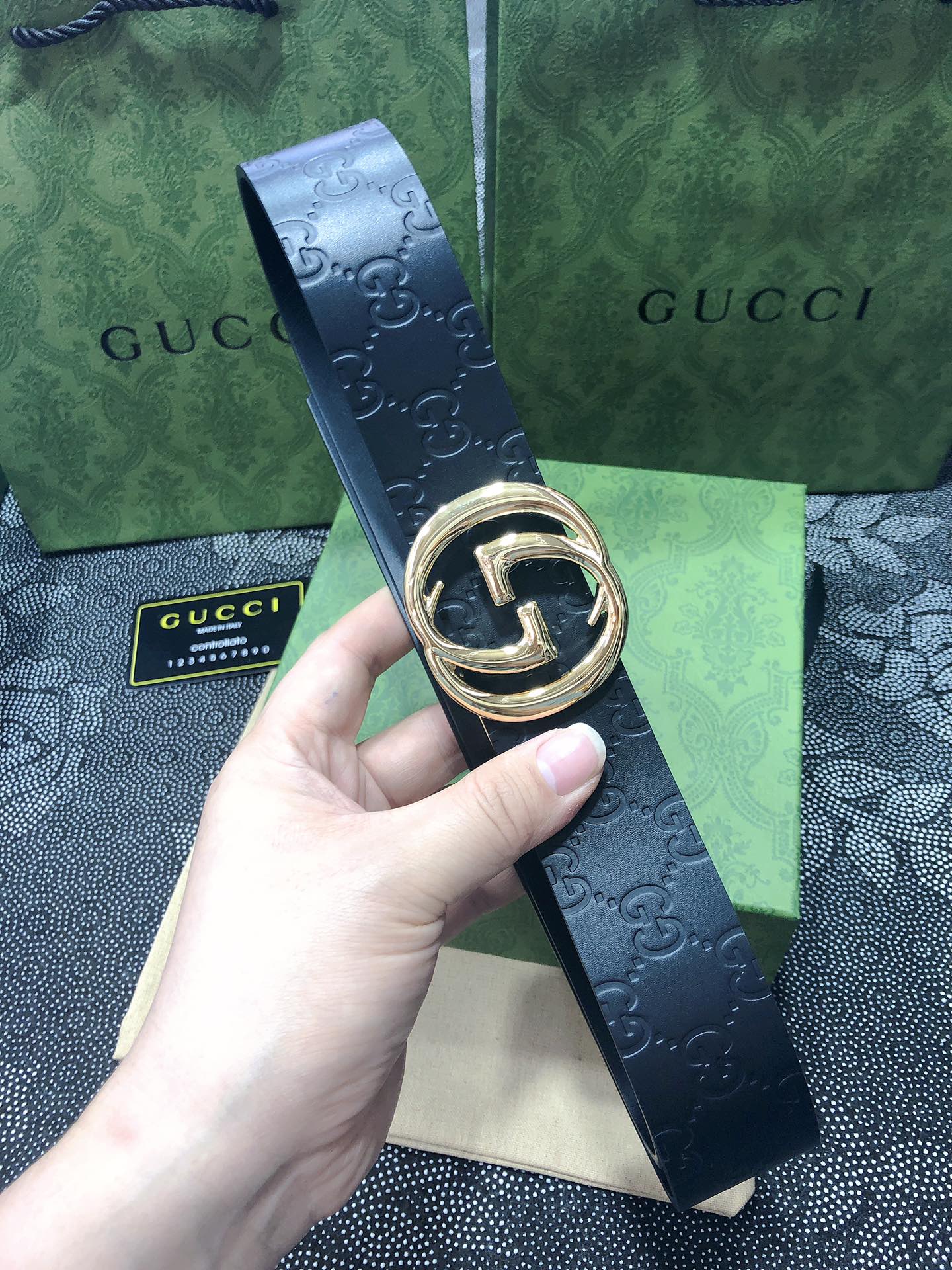 Gucci.古驰全套包装3.8cm进