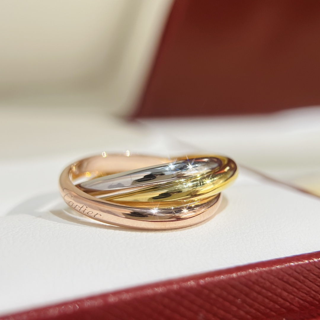 👑 Cartier卡地亚爆款三合一 三环分色电镀 戒指💍高端 k金工艺 微镶工艺18K 工艺 独家出口订